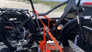 Truck loaded ebike with straps